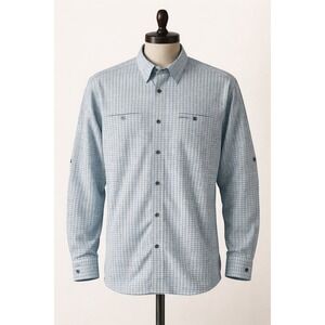 Orvis Long Sleeve Plaid Button Fishing Shirt Men XL Blue Green Vented Poly Blend